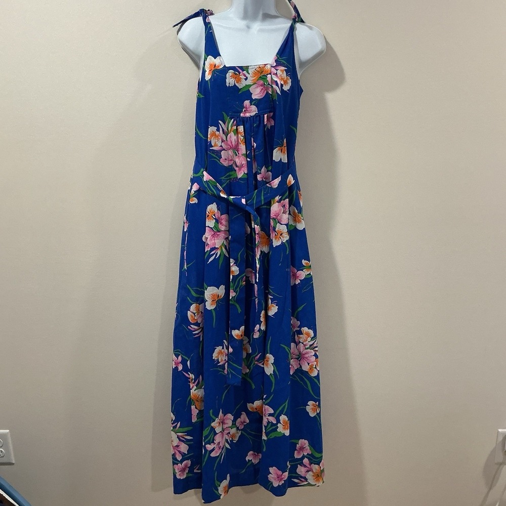 Vintage Handmade Dress Sz M Floral Tropical Cottagecore Maxi Boho Vacation